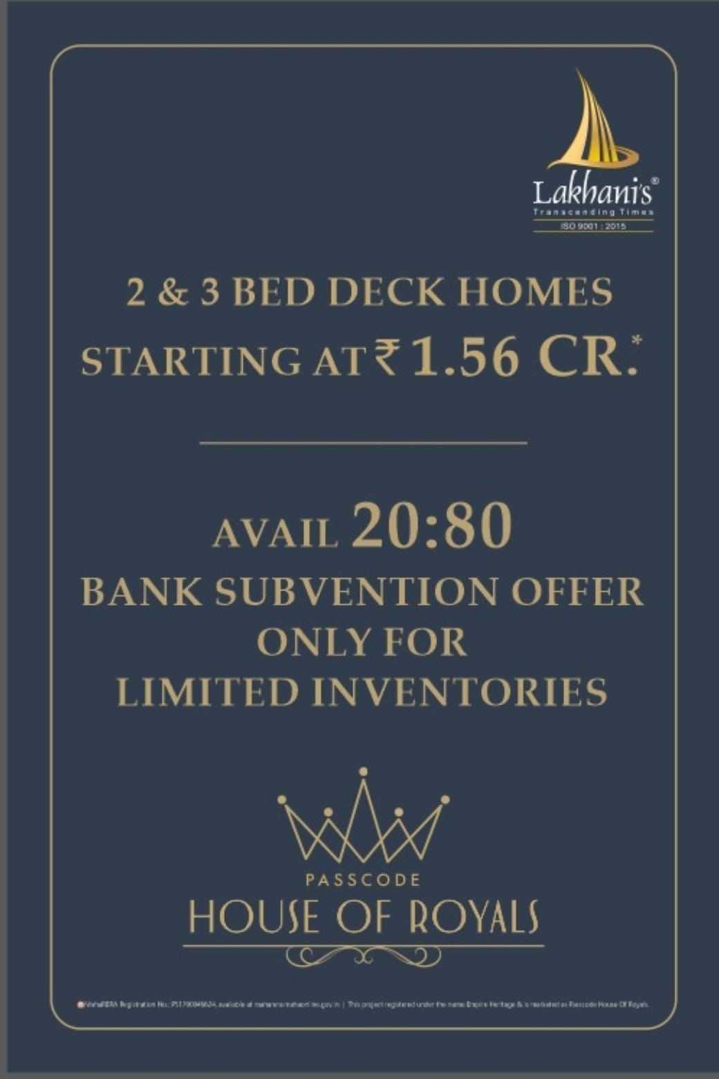 House Of Royals luxurious 2 BHK Flat Under Contraction Possession From July 2024